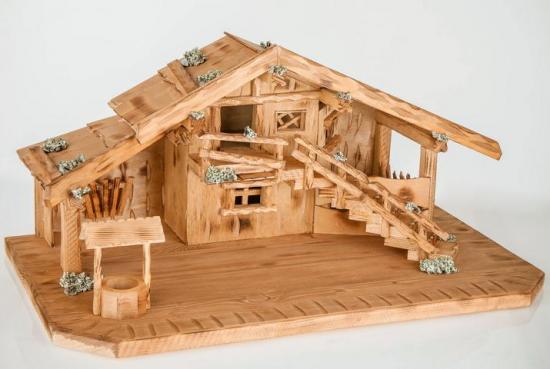 Preview: Nativity Scene (W9) Nativity Stable made of wood by a carpenter – finest workmanship + figures